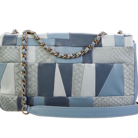 ❌❌SOLD ❌❌CHANEL Extremely Rare Python 🐍 Mixed Patchwork Single Flap Bag - Picture 2 of 5